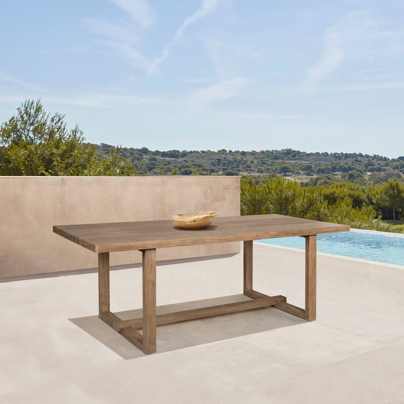 Vivid Outdoor Patio 7 Piece Dining Set in Eucalyptus Wood with Olefin Cushions