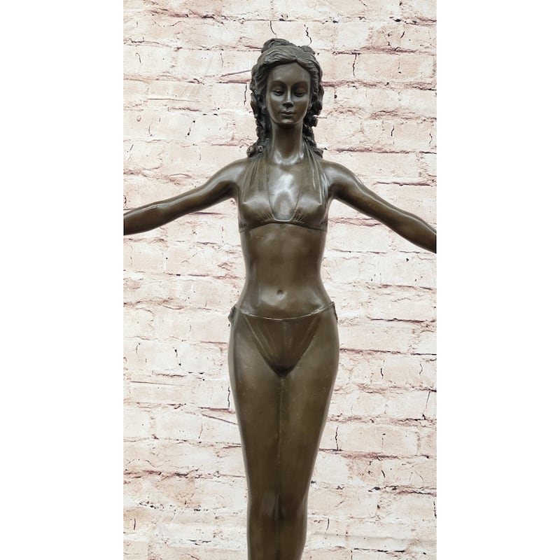 Hand Made Chiparus Gorgeous Woman Diver On Rock Bronze Sculpture Statue