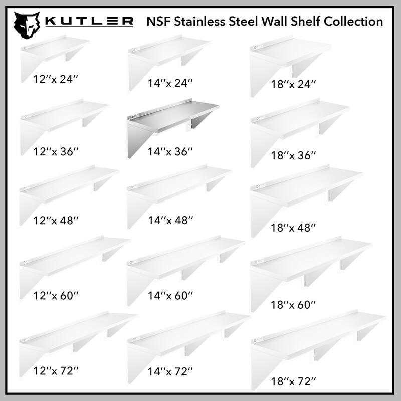 Stainless Steel Shelf NSF Commercial Kitchen Wall Shelving