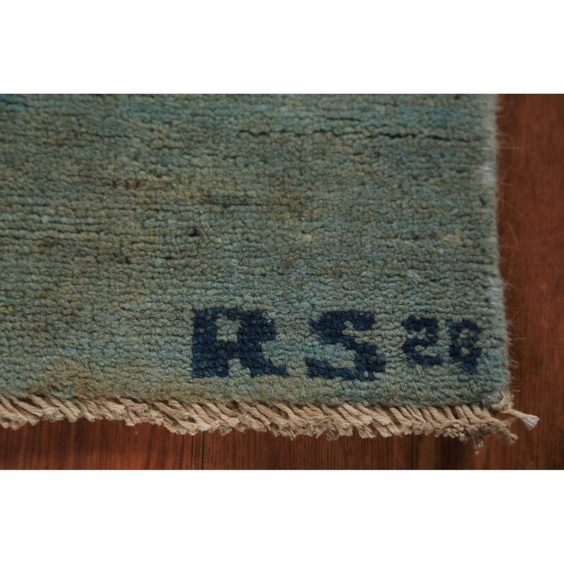 Green & Blue Modern Gabbeh Oriental Area Rug Handmade Wool Carpet - 3'9" x 5'11"