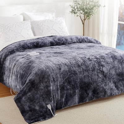 Soft Thicken Heated Electric Throw Blanket, Grey with 5 Heating Levels