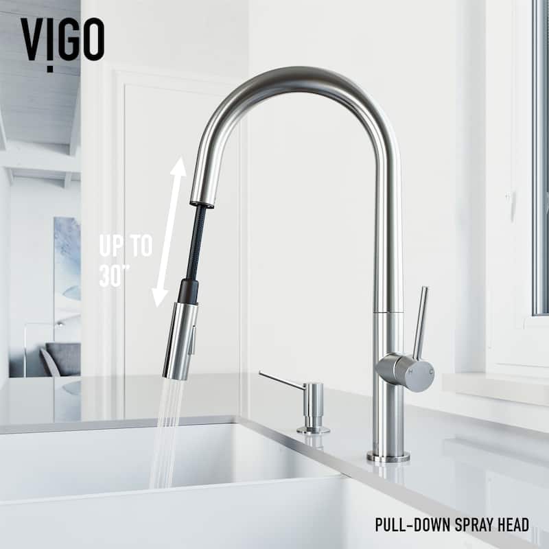 VIGO Greenwich 18" H Single Handle Pull-Down Sprayer Kitchen Faucet