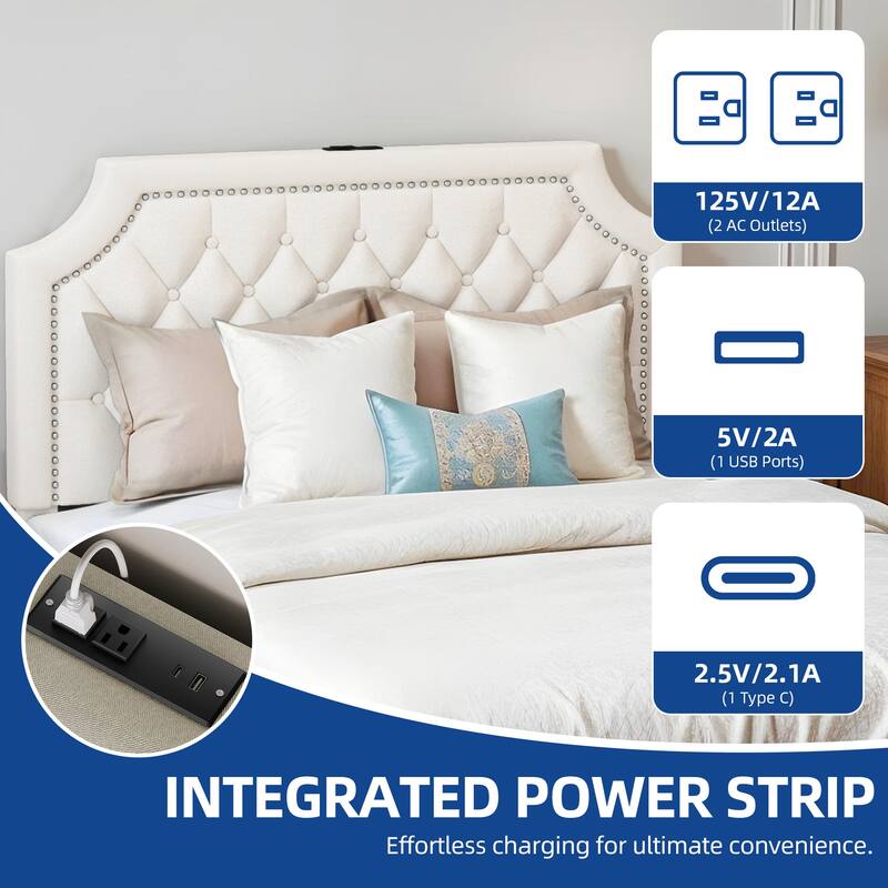 Moasis Velvet/Linen Upholstered Bedframe with Adjustable Headboard and 4 Storage Drawers