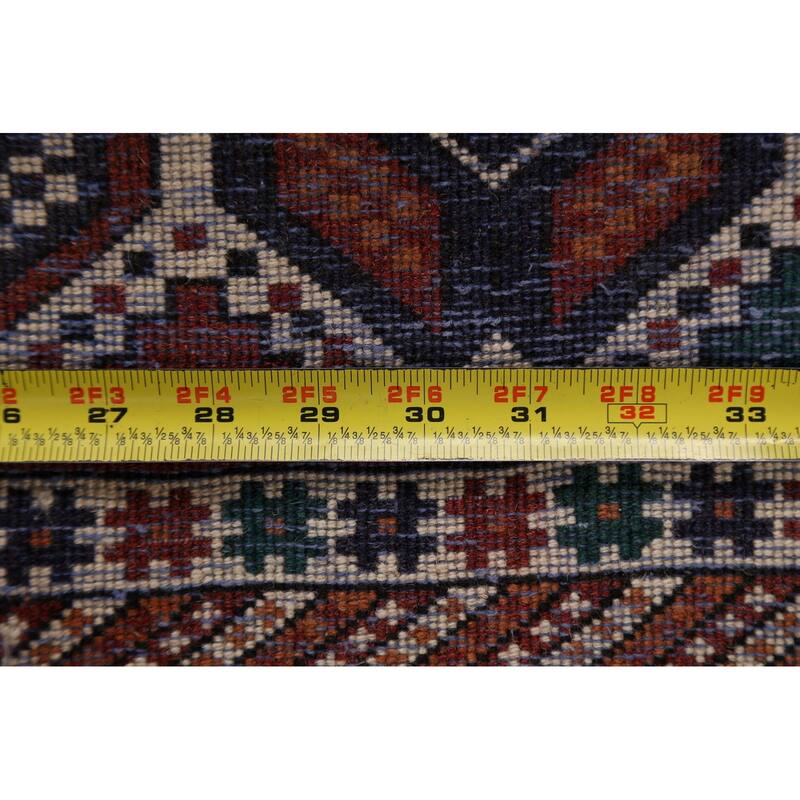 Vegetable Dye Geometric Sirjan Persian Area Rug Handmade Wool Carpet - 3'1" x 4'9"