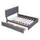 preview thumbnail 6 of 12, Queen Size Upholstered Platform Bed with Twin Size Trundle Wood Bed Frame & Drawers Storage Bed for Kids Teens Adults, Gray