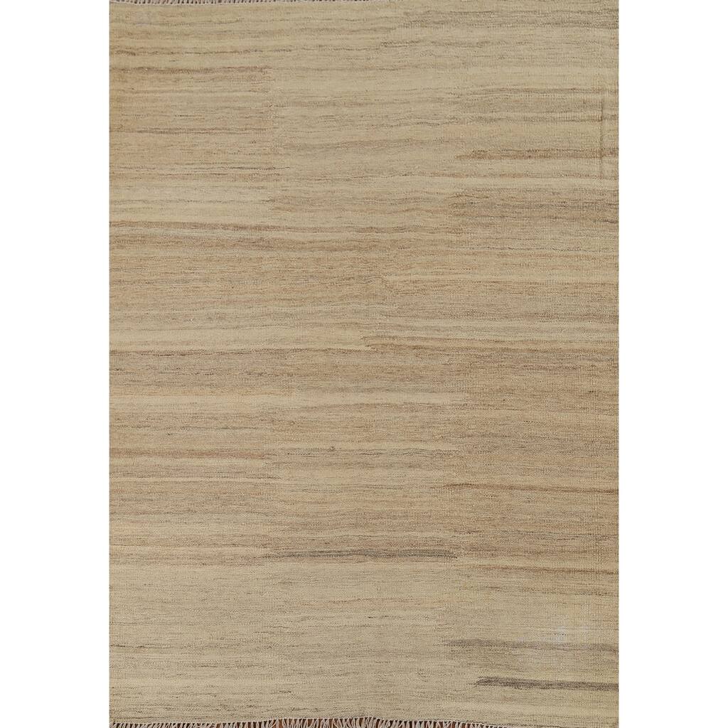 Nomadic Hand-Woven Kilim Persian Vintage Rug Hand-Knotted Wool Carpet - 4'10"x 6'6"