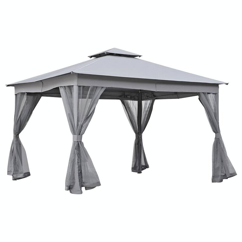 Outdoor Gazebo Tent with Double Roof, Mosquito Netting & Patio Canopy