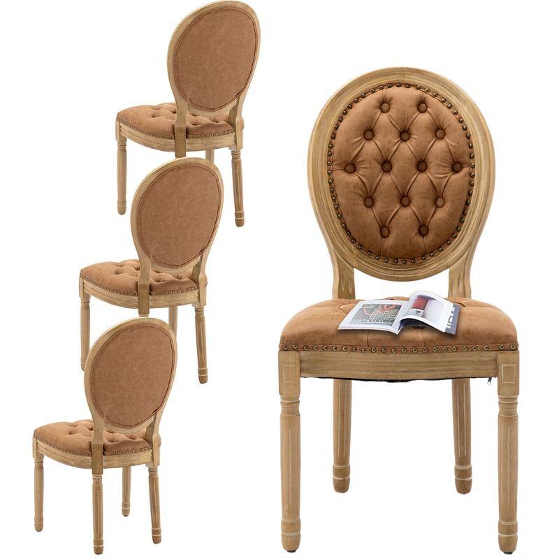 French Style Solid Wood Dining Chair with Nailhead Set of 6