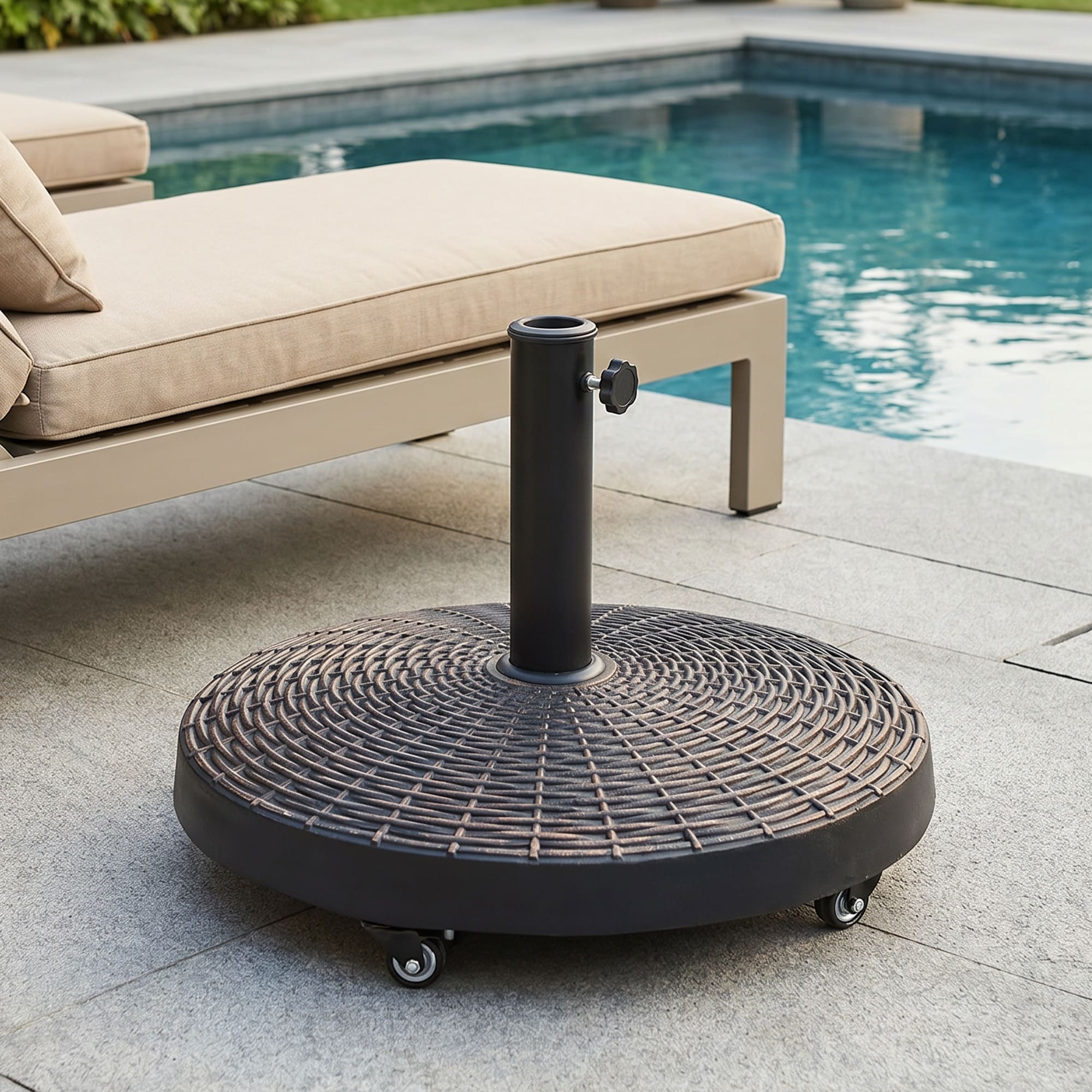 Free Standing Round Patio Umbrella Base with Wheels