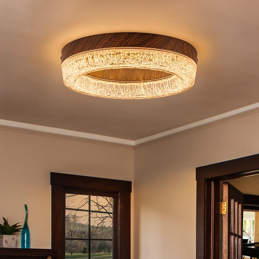 1-Light Farmhouse 3CCT Integrated LED Flush Mount Ceiling Light - 11.8-inch