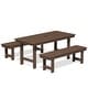 preview thumbnail 9 of 58, 3-Piece HDPE Outdoor Dining Set with Umbrella Hole Table and Two 2-Person Benches Brown