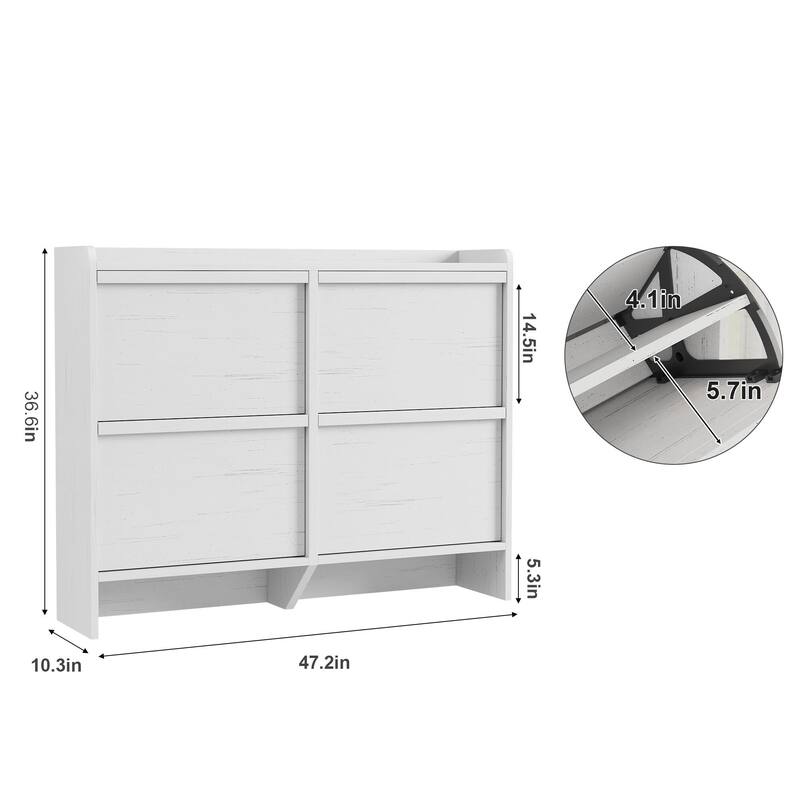 Drawer Wooden Shoe Cabinet with Adjustable Shelves
