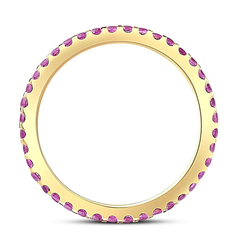 3/4Ct Genuine Pink Sapphire Eternity Ring Stackable Band 10k Yellow Gold
