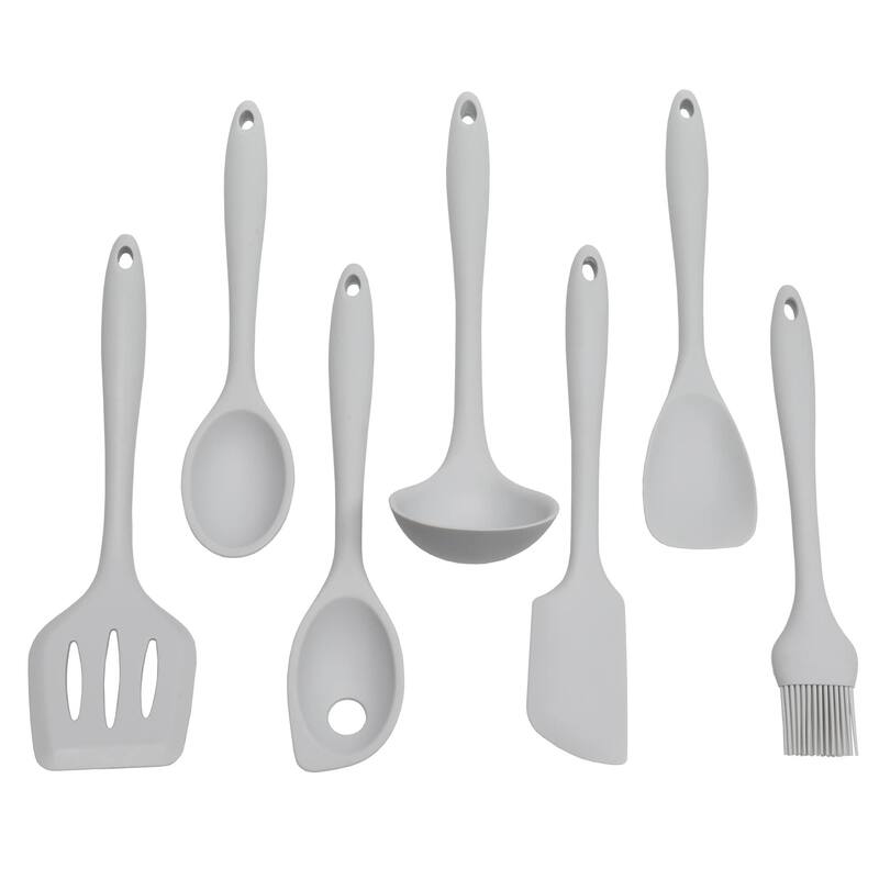 Chef Craft 7 Piece Premium Silicone Kitchen Tool and Utensil Set - Gray