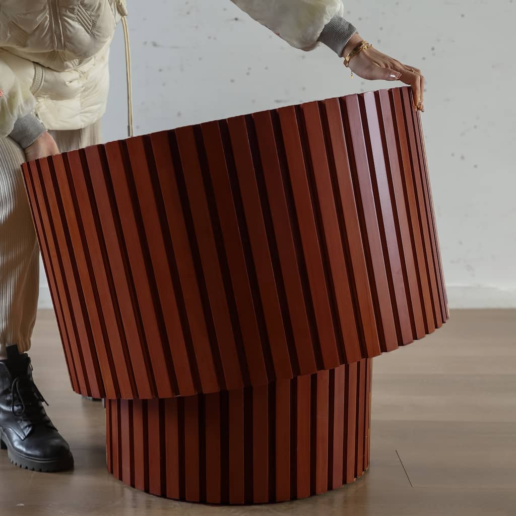 No Assembly Round Wood Coffee Table - Ideal for Small Living Room Apartments