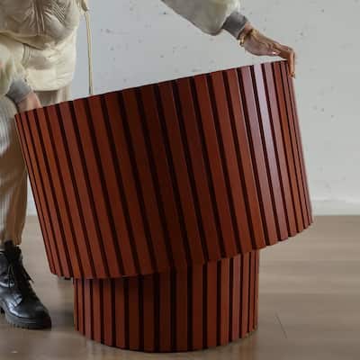 Round Wood Coffee Table for Living Room