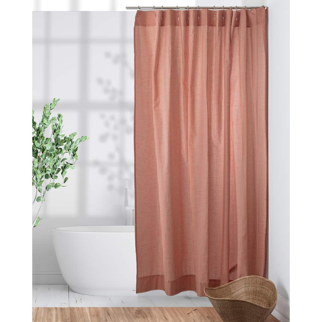 Caden, Cotton, Red Gingham, Shower Curtain