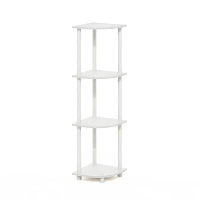 4 Tiers Wood Household Shelving Unit in White (11.6 in. W x 43.5 in. H x 11.6 in. D)