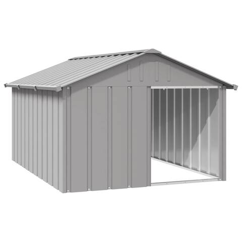 vidaXL Dog House Outdoor Pet Kennel Puppy Shelter Kennel Galvanized Steel