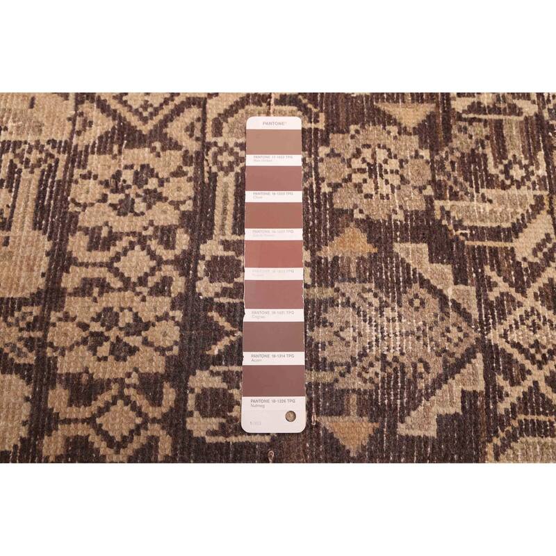ECARPETGALLERY Hand-knotted Antalya Vintage Dark Brown Wool Rug - 3'3 x 8'8