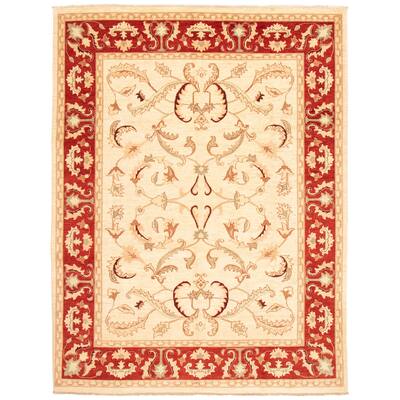 ECARPETGALLERY Hand-knotted Chobi Finest Ivory Wool Rug - 9'4 x 11'10