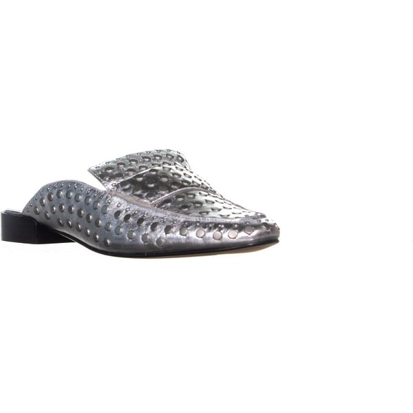 silver leather mules