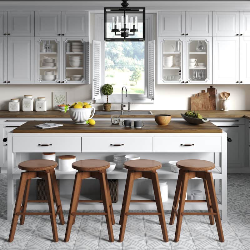 Nathan James Amalia Backless Counter Height 360 Swivel Seat Wood Bar Stool