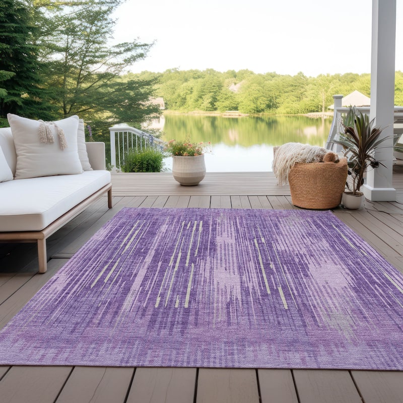 Machine Washable Indoor/ Outdoor Chantille Ombre Abstract Rug - Purple - 8' x 10'