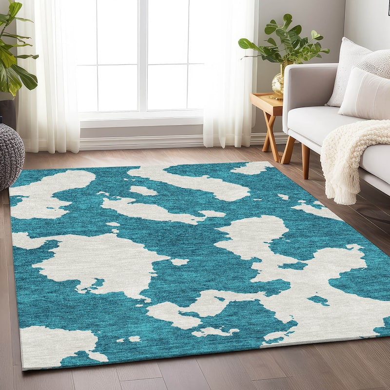 Premium Washable Super Soft Contemporary Islands Mayfield Rug - Teal - 10' x 14'