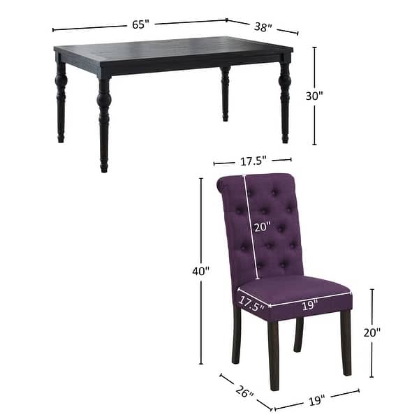 dimension image slide 2 of 4, Roundhill Furniture Leviton 7-pc Dark-wash Wood Dining Set