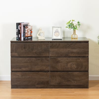 Modern Drawer Dresser Buffet Sideboard with 3 Plus 3 Drawers, for Dining Room Living Room Bedroom, Kitchen Corridor