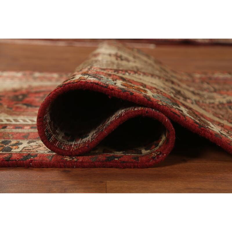 Hand Knotted Oriental 100% Wool Carpet Traditional Geometric Brown Ardebil Runner Rug - 10' 5'' X 3' 7''