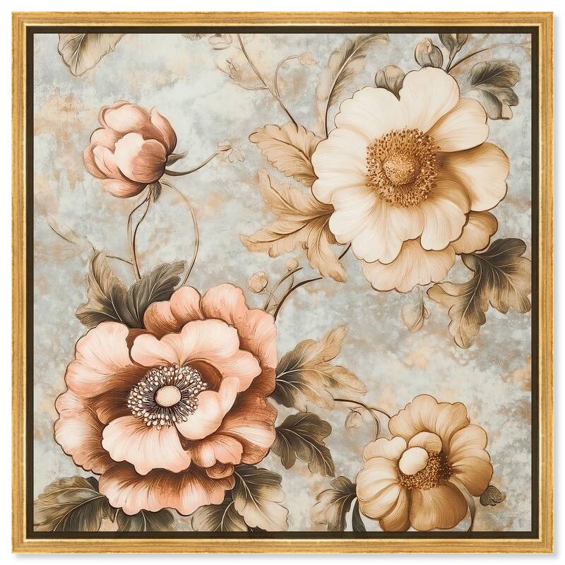 Retro Rose I Canvas by Art Remedy - 40" x 40" - Gold