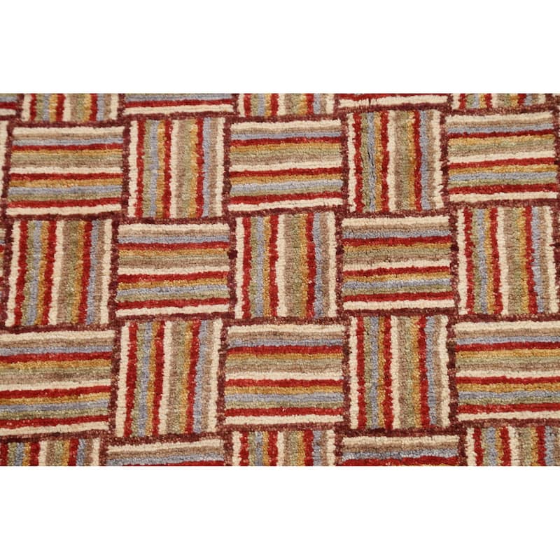 Geometric Gabbeh Kashkoli Oriental Wool Area Rug Hand-knotted Carpet - 4'9" x 6'2"