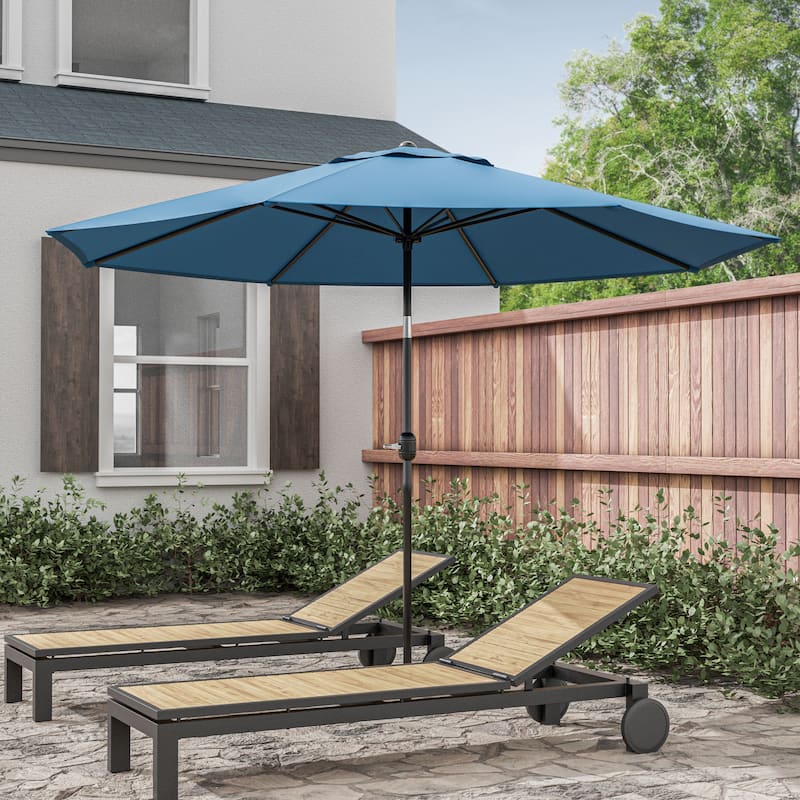 Maine 11-foot Steel Round Market Umbrella with Tilt and Crank by Furniture of America - Sherpa Blue