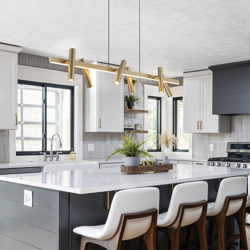 6 Light Modern Industrial LED Track Lighting Kit Industrial Adjustable Linear Spotlights - W47.24"