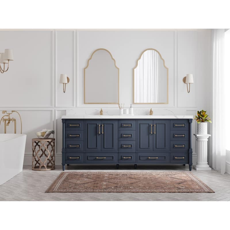 Willow Collections 84 in. W x 22 in. D Aberdeen Double Bowl Sink Bathroom Vanity with Countertop