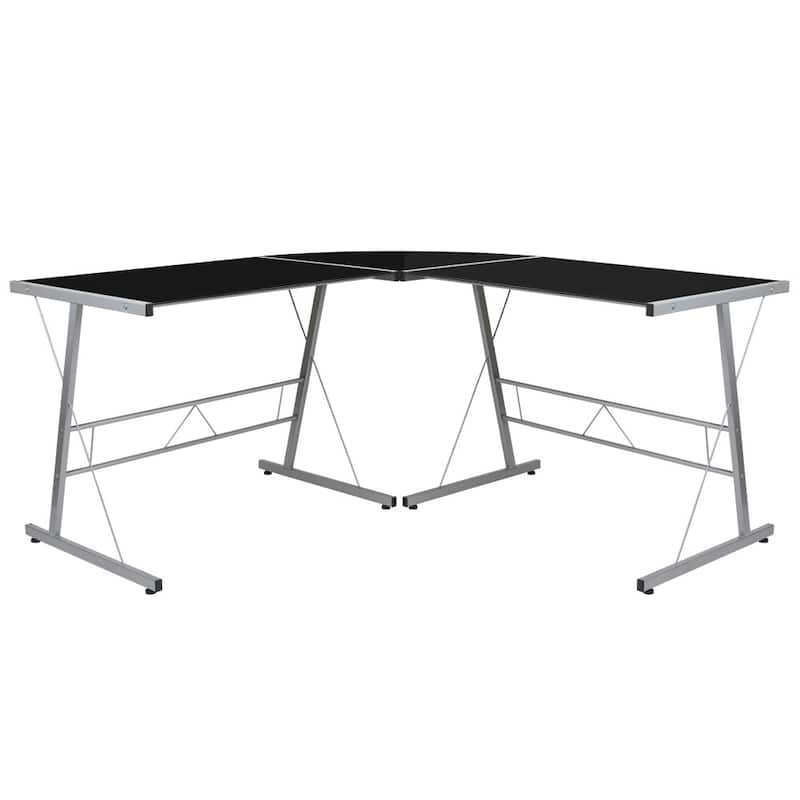 L-Shaped Computer Corner Glass Desk, Gaming Desk, Home Office Corner Desk