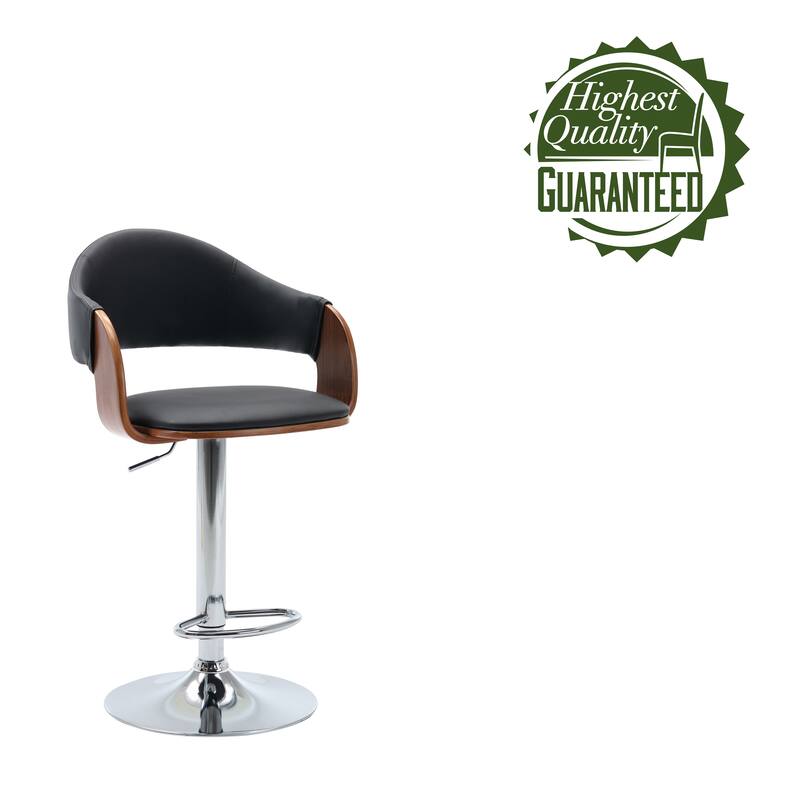 Porthos Home Emir Swivel Adjustable Height Faux Leather Mid-Century Bar Stool