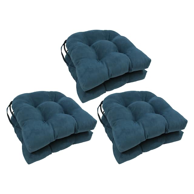 16-inch U-shaped Indoor Microsuede Chair Cushions (Set of 2, 4, or 6) - Set of 6 - Teal