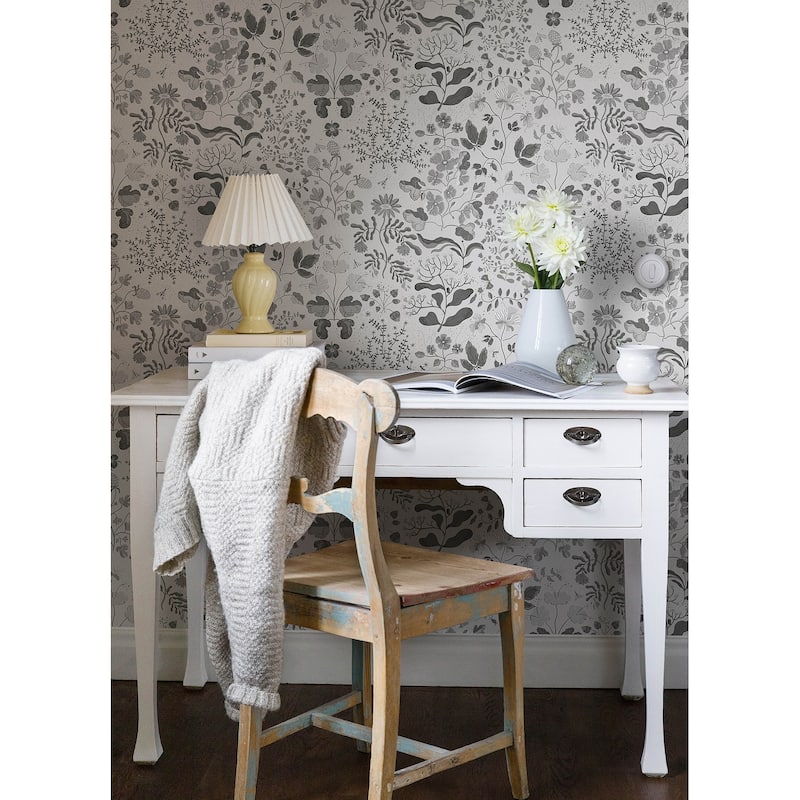 A-Street Prints Groh Grey Floral Wallpaper