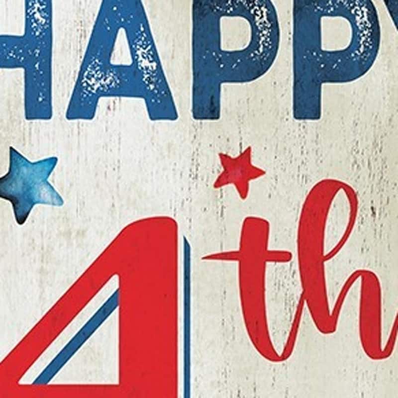 HomeRoots 36" White Blue And Red Solid Wood Happy 4th Of July Porch Sign