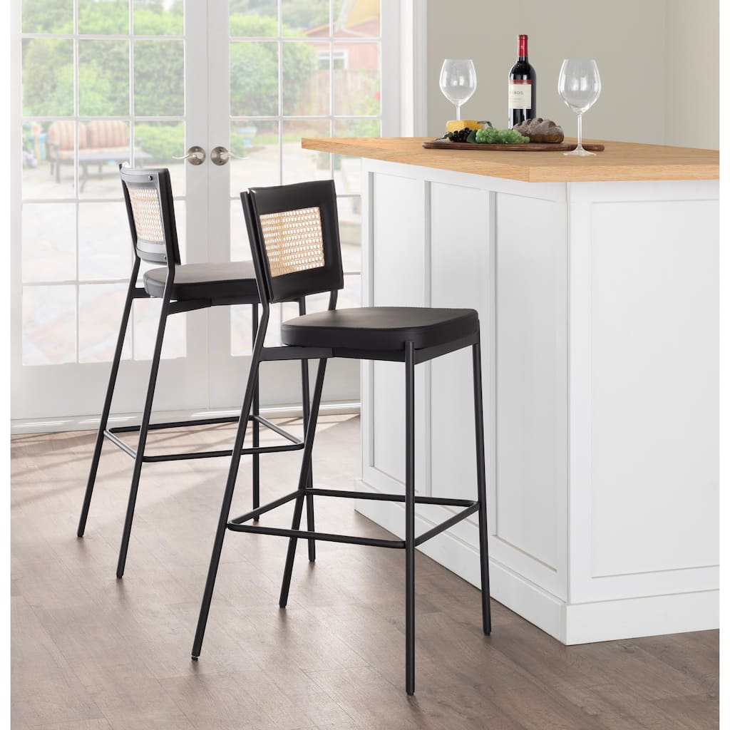 Porch & Den Randolf Rattan Counter or Bar Stool (Set of 2)