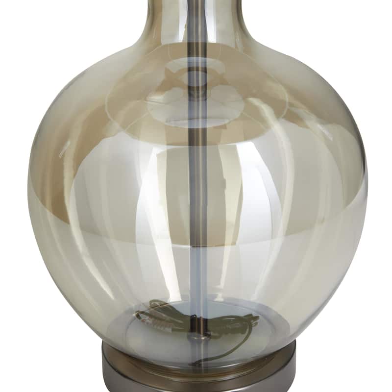 Glass Table Lamp with Drum Shade - Champagne - Roche River Decor - 17"W x 17"L x 27"H