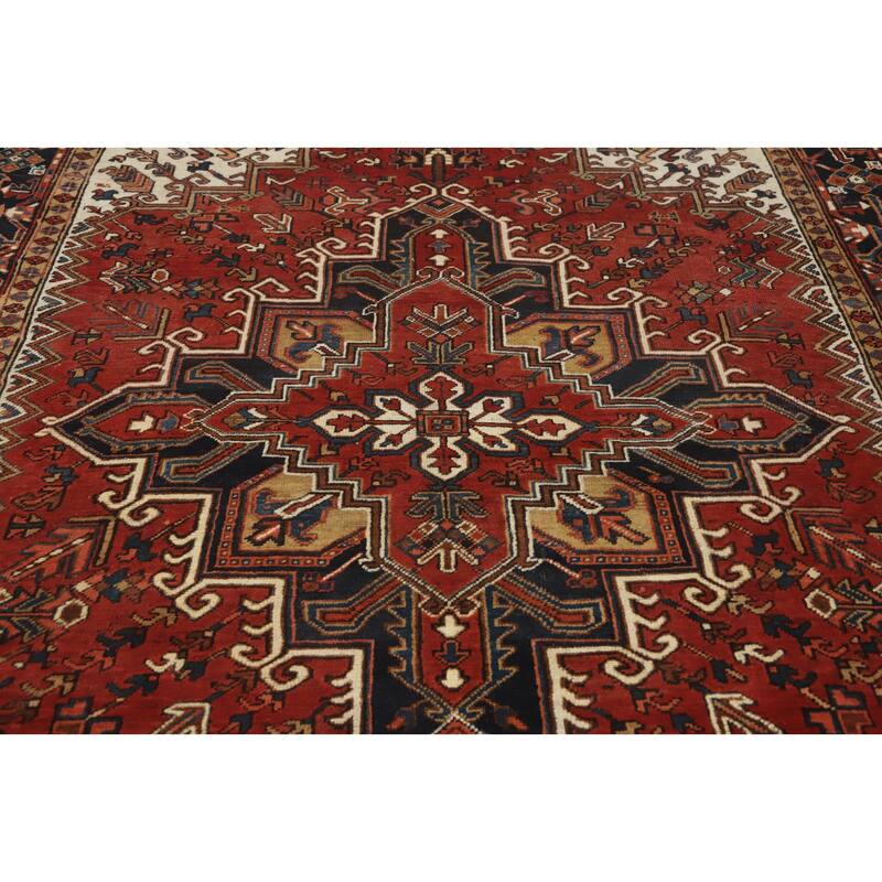 Hand Knotted Oriental 100% Wool Carpet Traditional Medallion Oranges & Rust Heriz Area Rug - 10' 8'' X 7' 6''