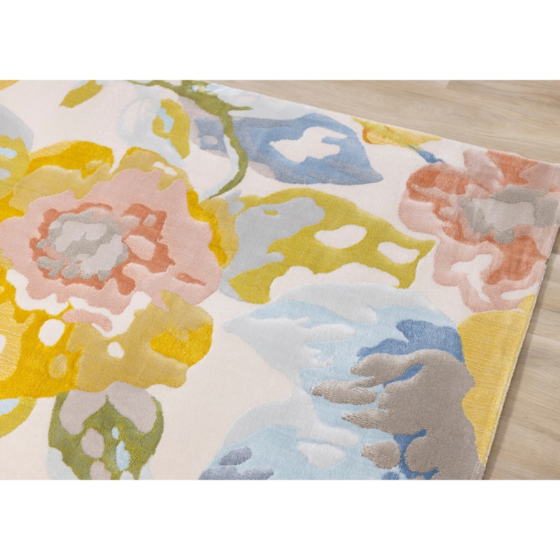 Bloom Collection - Colorful Spring Flowers Area Rug, 5'3" x 7'7"