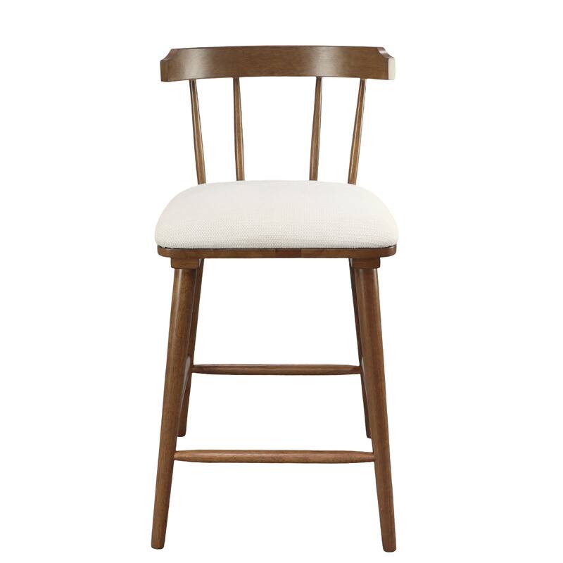 Christopher Knight Home - Olivia Modern Upholstered Solid Rubberwood Counter Stool with Windsor Open-Back Design