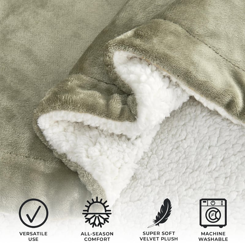 Linery & Co. Velvet Plush Reversible Sherpa Throw Blanket