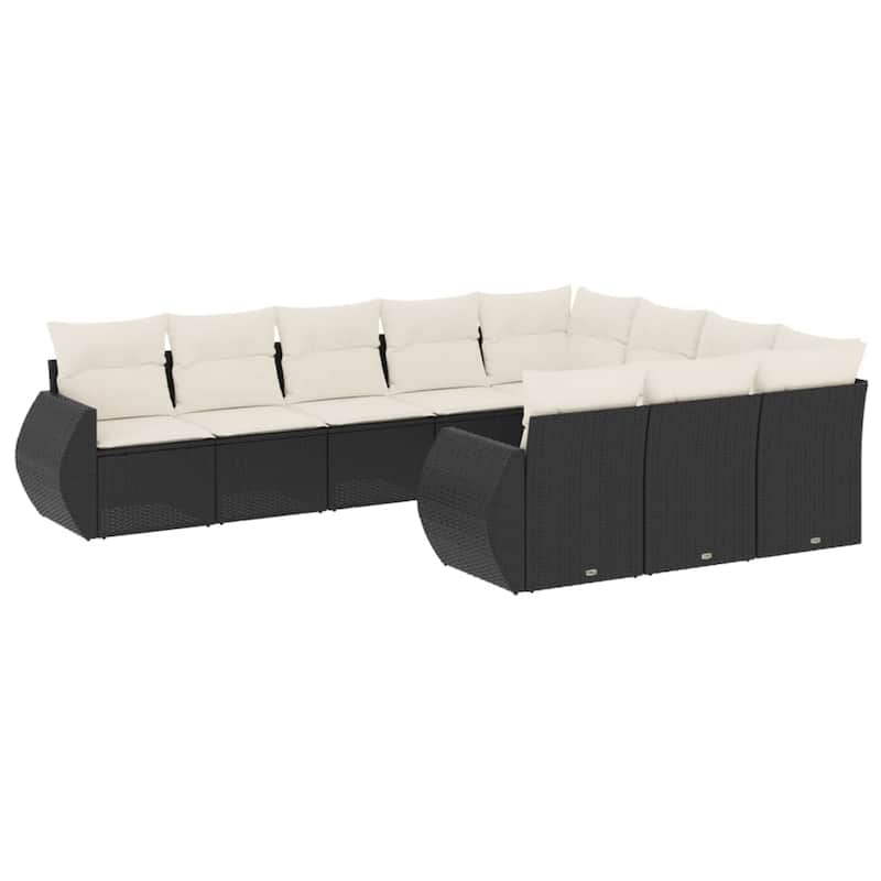 vidaXL Patio Sofa Set with Cushions Outdoor Conversation Furniture Poly Rattan