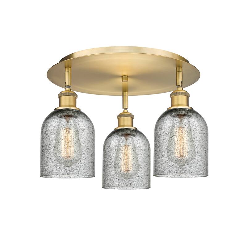 Innovations Lighting Caledonia - 3 Light 17" Flush Mount - Brushed Brass/Charcoal